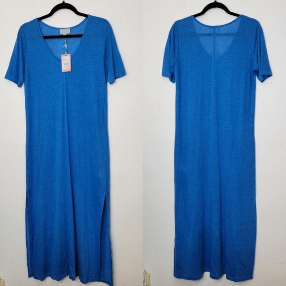 Pure Collection Dresses & Skirts - 🚨NEW PURE COLLECTION Luxury Linen Maxi Dress In Marine Blue Summer Beach Sz 4